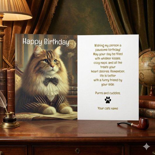 Goed geklede kat Happy Birthday Kaart