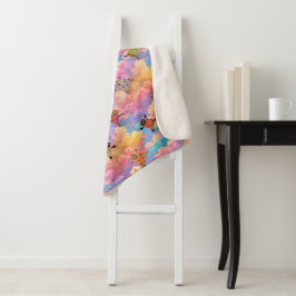 Goed geklede katten maken pootafdrukken in de wolk sherpa deken