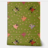 Goed geklede katten maken pootafdrukken in het gra behang (Afrollen)