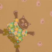 Goed geklede katten maken pootafdrukken in het zan behang (Zoom)