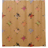 Goed geklede katten maken pootafdrukken in het zan douchegordijn (Voorkant)