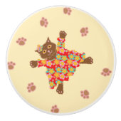 Goed geklede katten met funky knuffels keramische knop (Voorkant)