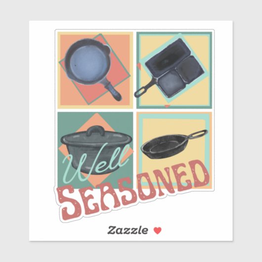 Goed gekruide gietijzeren Skillets Sticker (Vel)