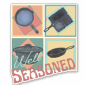 Goed gekruide gietijzeren Skillets Sticker (Voorkant)