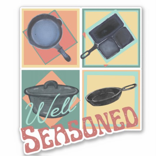 Goed gekruide gietijzeren Skillets Sticker (Voorkant)