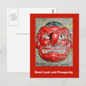Goed gelachen en voorspoed, rood neusmasker briefkaart (Voorkant / Achterkant)