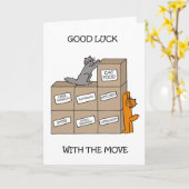 Goed gelachen met de Cartoon Cats van Verplaatsen Kaart (Gele Bloem)