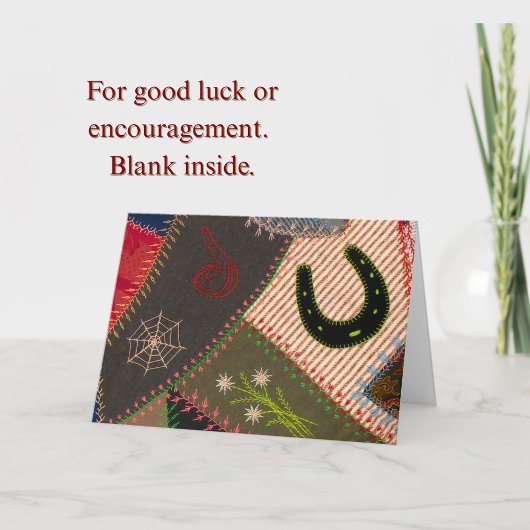 Goed geleend Hoefijzer  Patchwork Crazy Quilt Kaart