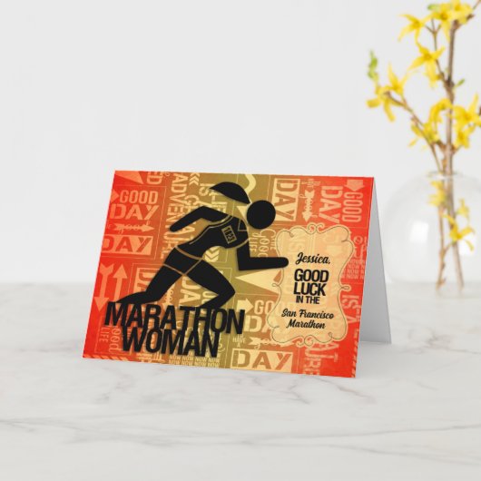 Goed geleend marathonthema Vrouw Sportthema Aangep Kaart (Gele Bloem)