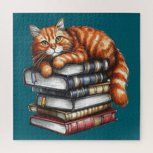 Goed gelezen tabby kat; boek worm geschenken legpuzzel (Verticaal)