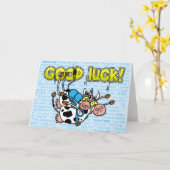 goed geluk - koeien skydive achter elkaar kaart (Gele Bloem)