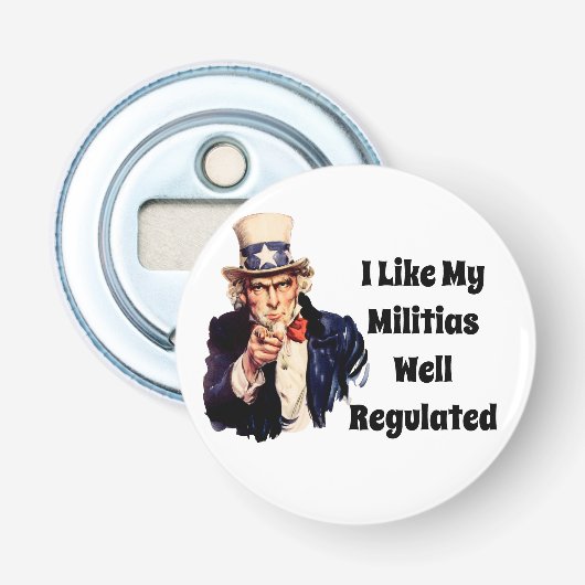 Goed Georganiseerde Militie Button Flesopener (Voorkant)