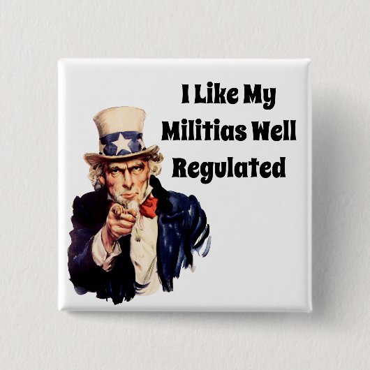 Goed gereguleerde milities vierkante button 5,1 cm (Voorkant)