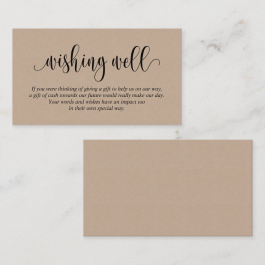 Goed gestreden wishing, modern Script Brown Kraft Informatiekaartje (Voorkant / Achterkant)
