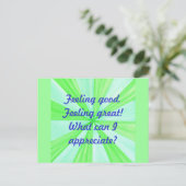 Goed gevoel, geweldig gevoel, bevestiging briefkaart (Staand voorkant)