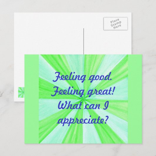 Goed gevoel, geweldig gevoel, bevestiging briefkaart (Voorkant / Achterkant)