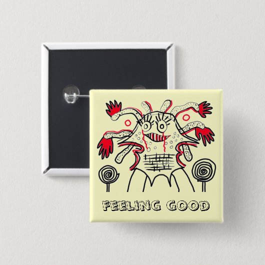 Goed gevoel vierkante button 5,1 cm (Voorkant /achterkant)