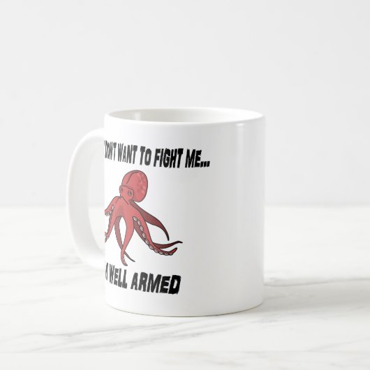 Goed gewapende Octopus Animal Pun Mok (Voorkant links)