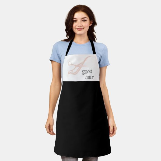 Goed Haar Eenvoudige Logo Hair Stylist Colourist Schort (Gedragen)