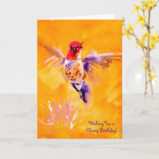 "Goed Hallo!" De Druk van de kolibrie Kaart (Gele Bloem)