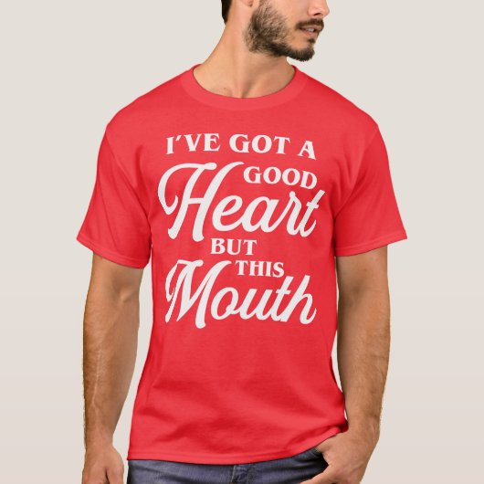 Goed hart maar deze mond 80s grappig t-shirt (Voorkant)