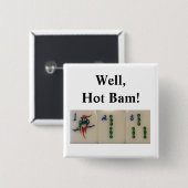 Goed heet bam - mahjong bamboe tegels vierkante button 5,1 cm (Voorkant /achterkant)
