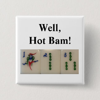 Goed heet bam - mahjong bamboe tegels vierkante button 5,1 cm