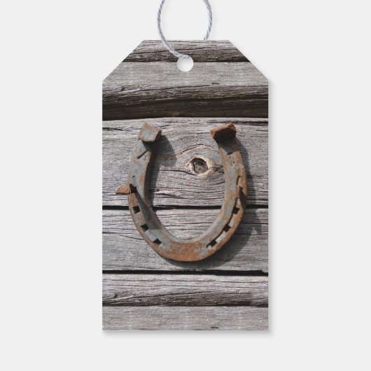 Goed Hoefijzer op oud Label met houten cadeaus Cadeaulabel (Achterkant)