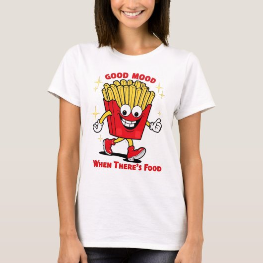 Goed humeur als er eten is t-shirt (Voorkant)
