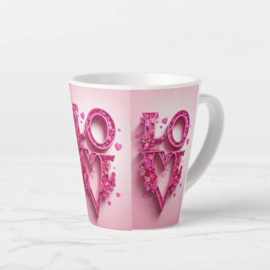 Goed humeur in liefde stemming latte mok (Rechterhoek)