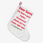 goed Italiaans Greyhound Grote Kerstsok (Voorkant (Hangend))