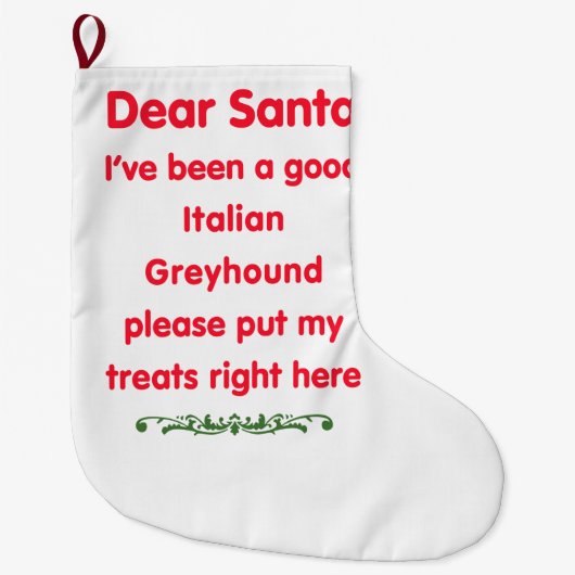 goed Italiaans Greyhound Grote Kerstsok (Voorkant)