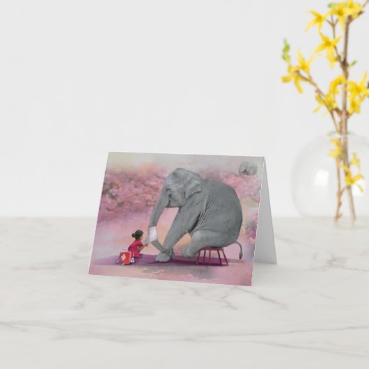 Goed Kaart - meisje geeft eerste hulp aan olifant (Gele Bloem)