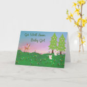 Goed Kaart voor Baby Girl met Dieren (Gele Bloem)