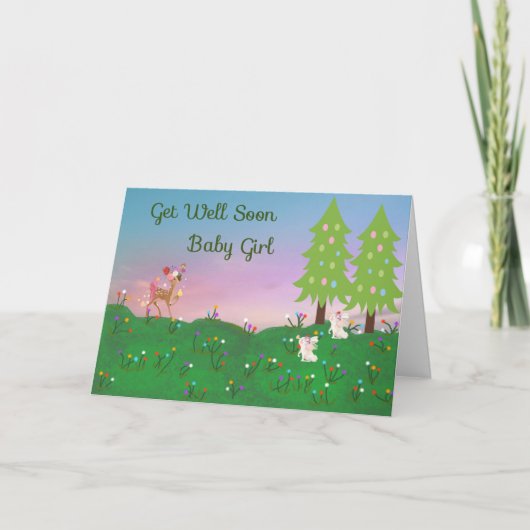 Goed Kaart voor Baby Girl met Dieren (Voorkant)