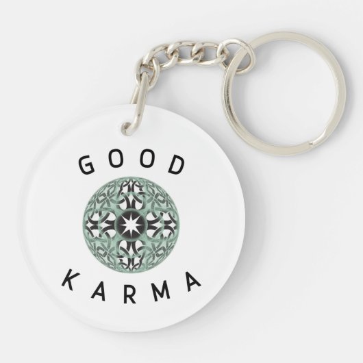 Goed Karma Green Enless Knot-ontwerp Sleutelhanger (Achterkant)