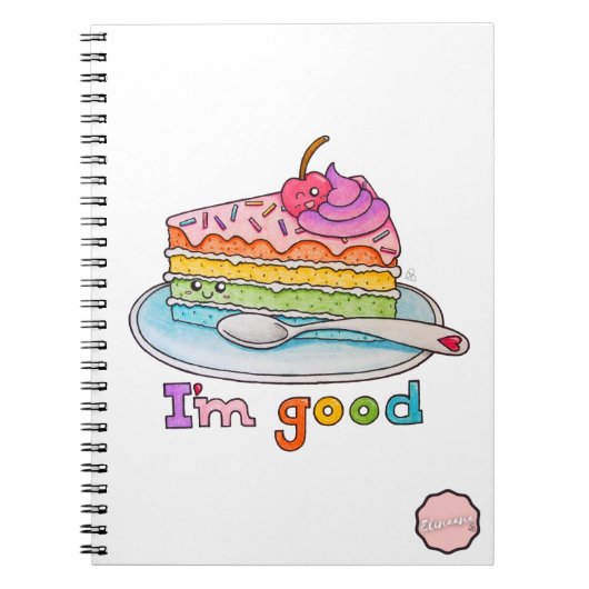Goed, Kawaii Cartoon regenboogtaart Notitieboek (Voorkant)
