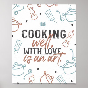 Goed koken met liefdestypografie poster