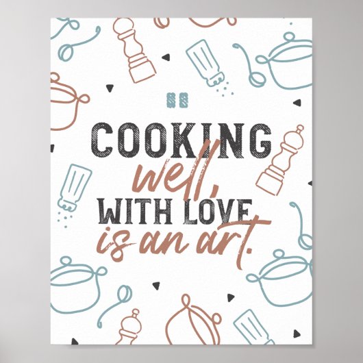 Goed koken met liefdestypografie poster (Voorkant)