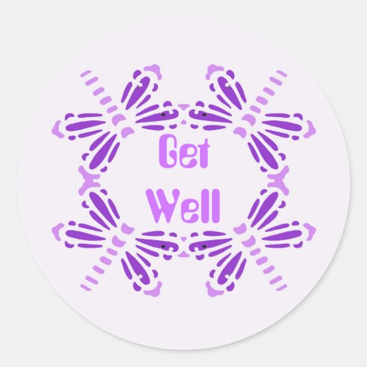 Goed, libellen in het paars... ronde sticker (Voorkant)