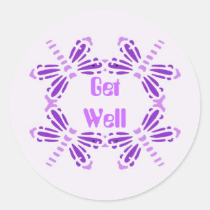 Goed, libellen in het paars... ronde sticker