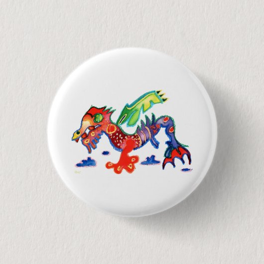 Goed Luck Dragon, Drache Ronde Button 3,2 Cm (Voorkant)