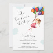 Goed Luck Girl met Balloons Farewell Kaart (Voorkant)