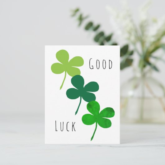 Goed Luck Green Shamrocks Briefkaart (Staand voorkant)