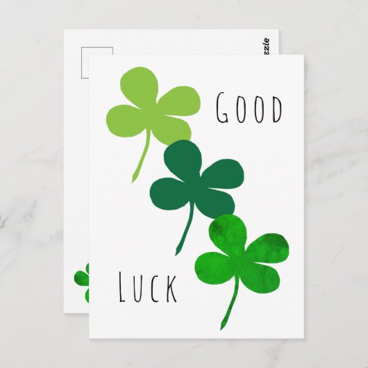 Goed Luck Green Shamrocks Briefkaart (Voorkant / Achterkant)