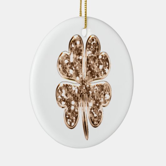 Goed Luck of Jouw tekst, Vier Leaf Clover Keramisch Ornament (Rechts)