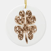 Goed Luck of Jouw tekst, Vier Leaf Clover Keramisch Ornament (Voorkant)