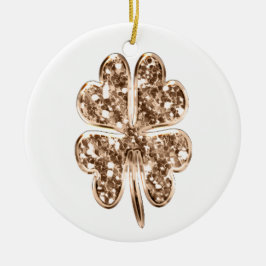 Goed Luck of Jouw tekst, Vier Leaf Clover Keramisch Ornament