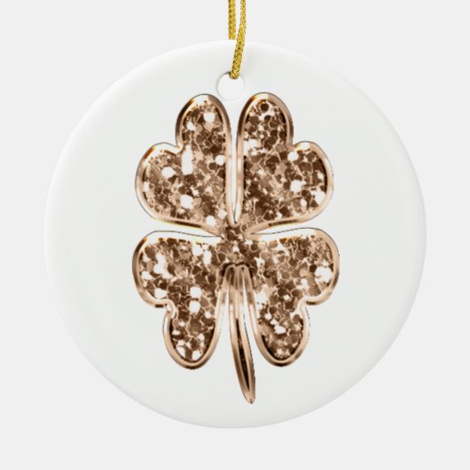 Goed Luck of Jouw tekst, Vier Leaf Clover Keramisch Ornament (Voorkant)