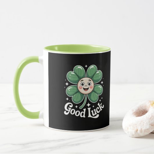 Goed Luck Vier Leaf Clover Mok (Met donut)
